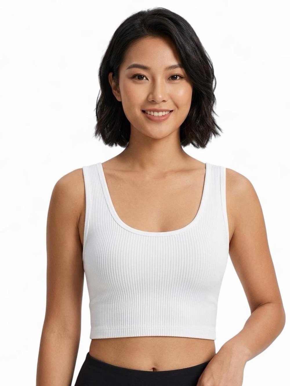 Aritzia White Ribbed Cropped Tank Top XXS Clean Girl Essential